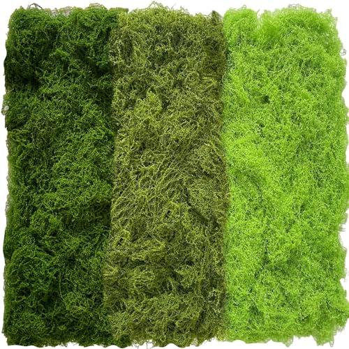 300g Muschio Stabilizzato, Muschio Finto per Decorazioni, Piante Stabilizzate Artificiali Interno per Mestiere Modellismo Terrario Casa Decori Natale Pasqua Nozze(Verde Chiaro, Verde, Verde Scuro.)