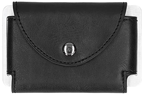 DIRBAK Porta carte Porta biglietti da visita in pelle PU con blocco RFID Porta carte di credito Custodia sottile e compatta per uomo Donna Uso professionale in ufficio Nero 10 x 6,7 x