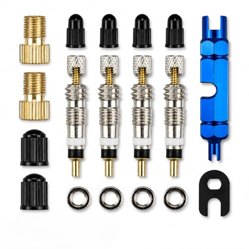 24 Pièces Presta Valve Cores Obus avec Adaptateurs et Clé, Obus de Valve | pour Valve Tubeless, Adaptateur Valve Velo, Demonte Obu Valve, Adaptateur pour Valves De Vélo Valve Française pour VTT, Route