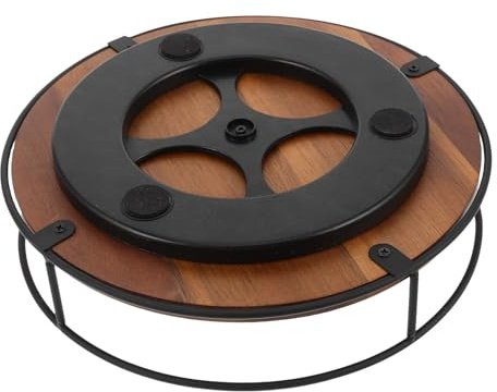 BATHVEVE Plato Giratorio de Madera Maciza para Especias, Organizador Redondo de 23 Cm para Encimera de Cocina, Bandeja Giratoria Multiusos para Mesa y Escritorio, Almacenamiento Compacto