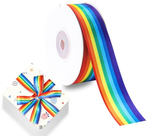 20 Meters Regenbogen band, Regenbogen Ripsband Dekoband Geschenkband für DIY Kunsthandwerk, Geschenk Verpackung, Hochzeit Geburtstag Pride Deko