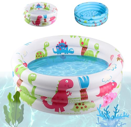Shyllin Piscina Hinchable Infantil Summer 80x80x22cm,Piscina Hinchable de Bebés,Piscina Redonda para Bebé Material de PVC Engrosado,Apto para Uso Interior o Exterior (Dinosaurio)