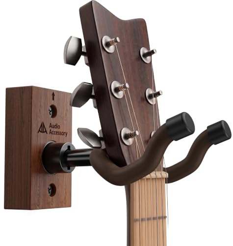 AA AUDIO ACCESSORY Gitarrenhalter für die Wand Nitro-sichere weich gepolsterte mit automatisch verstellbarem Winkel, U-förmige Holz Gitarren Wandhalterung für E-Gitarre Bass Mandoline Banjo Ukulele