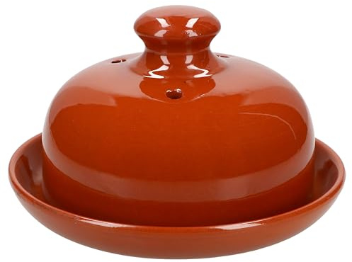 MamboCat Lot de 2 cloches à fromage Kai - Avec couvercle et plateau en argile - Design méditerranéen brillant - Avec 3 trous d'aération - Pour cuisine et buffet