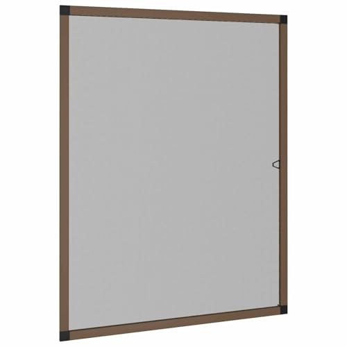 Moustiquaire pour fenêtre, marron, 110 x 130 cm, cadre en aluminium | Montage sans perçage, découpable, tissu en fibre de verre, pour chambre à coucher, cuisine, salon