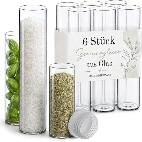 Tuuters Gewürzgläser mit Verschluss (130 x Ø30 mm), kleine Glasfläschchen | Reagenzgläser mit Flachboden, 65 ml, 30 mm Durchmesser – ideal als Gastgeschenk zur Hochzeit, für Kräuter oder Badesalz