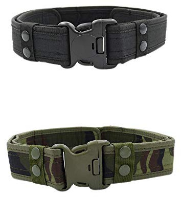MESHIKAIER Polizei Gürtel Herren Nylon Canvas Gürtel Militär Taktische Gürtel Outdoor Sportarten Gürtel mit Plastikschnalle (Schwarz+Camouflage)