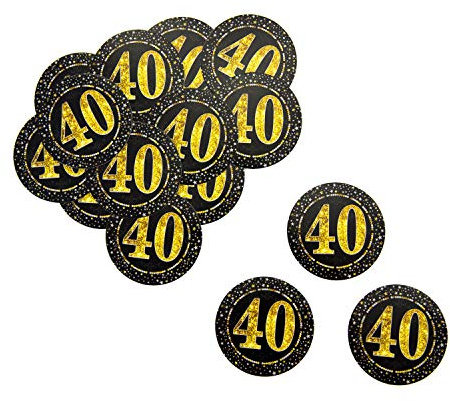 Oblique Unique® 18 x Konfetti Zahl 40 Rund in Schwarz Gold für Geburtstag Jubiläum Hochzeitstag Tisch Deko Streudeko