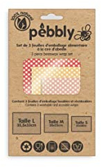 Pebbly 3ER-Set BIENENWACHSTUCH | 3 Stück, umweltfreundliche Alternative zu Kunststofffolie, nachhaltiges Bee Wrap mit Bio-Baumwolle