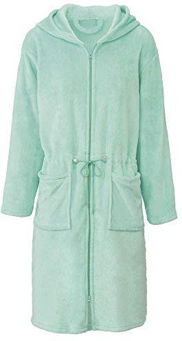 CelinaTex XS-XL Bademantel Kapuze Uni kurz oder lang aufgesetzte Taschen zwei Wege Reißverschluss Damen Kuschelflanell OEKO-TEX