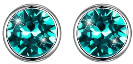 Hasnsofie Silber Ohrstecker 925 Ohrringe, 925 Sterling Silber 8mm Rund Klein Ohrstecker Ohrringe, Unisex Silber Ohrringe für Damen Herren Schwarz/Lila/Aurore Boreale/Blau/Rot/Weiß/Grün