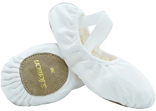 s.lemon Zapatillas de Ballet Niña Lona Suela Partida Principiantes Danza Zapatos Ballet Zapatos para Niños Adulto TLK Blanco 21