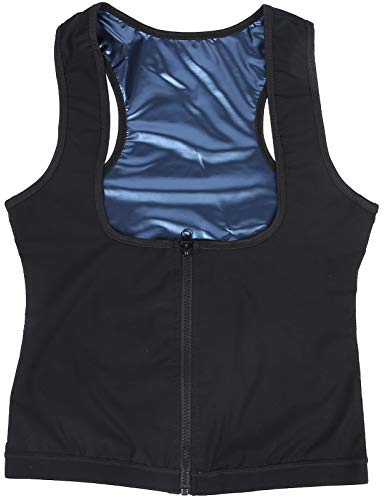 Tuta Donna Effetto Sauna Gilet Allenamento, Gilet Sauna, Canotta Riscaldante per Sudore Camicia Sauna Traspirante Tute Felpate Dimagranti Corsetto Sportivo con Cerniera Ovest(L/XL)