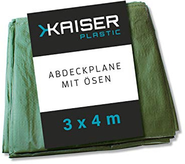 KAISER PLASTIC® Gewebeplane | Xtra Strong | 3 x 4 m | Schutzplane | Abdeckplane | grün und reißfest