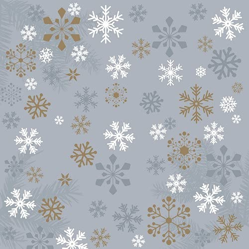 20 Servietten Flocken und Kristalle auf grau | Winter | Weihnachten | Tischdeko 33x33cm
