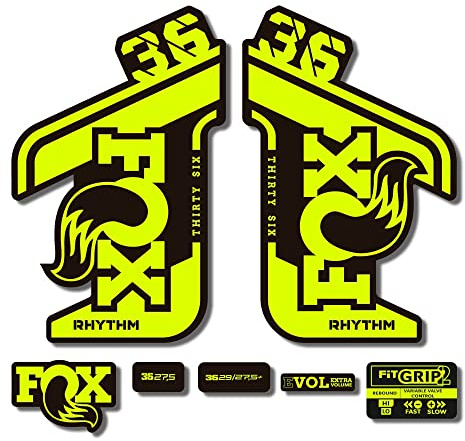 STAR SAM Autocollants compatibles avec fourche de vélo Fox 36 Rhythm 2021 Jaune fluorescent 1 cm