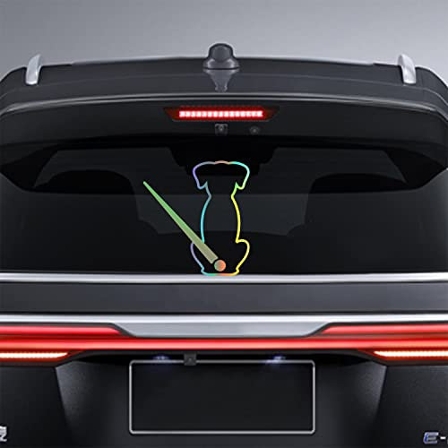 Dreothy Cartoon Dog Moving Tail Wiper Stickers,Car Rear Windshield Wiper Decals Animal Dog Vinyl Car Stickers and Decals Car Styling Window Wiper Decals Tags for Rear Vehicle Wipers (Rainbow Silver)