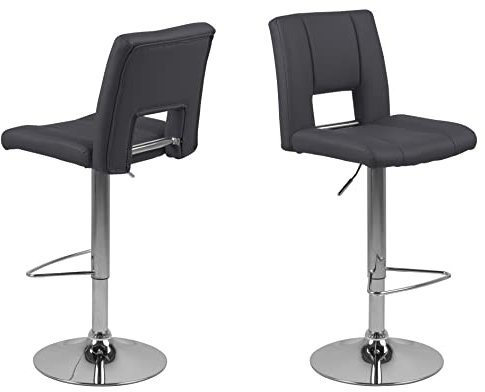 AC Design Furniture Sonia Barhocker 2er Set, H: 115 x B: 41,5 x T: 52 cm, Grau/Chrom, Kunstleder/Metall, 2 Stk.