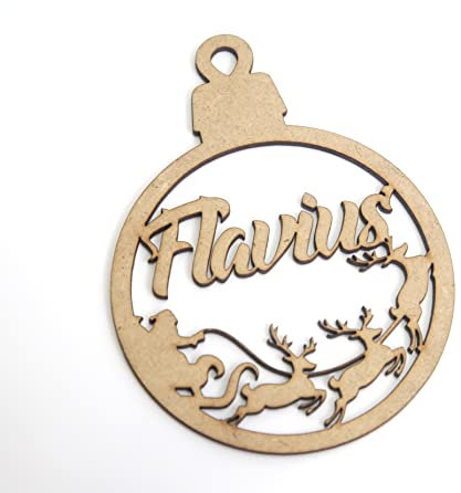 Palle di Natale in legno personalizzate con nome, Decorazioni natalizie, Ornamento, decorazione per albero di Natale (Modello 6)