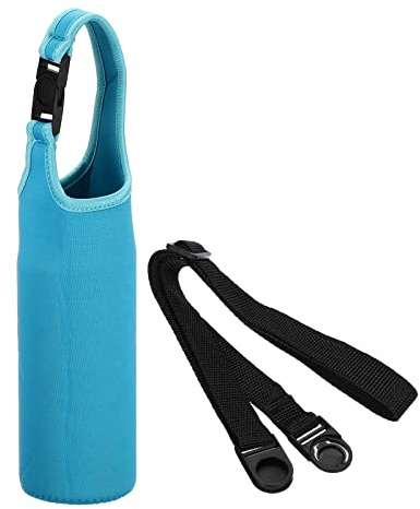 PATIKIL 1 Stück Tasche für Trinkflasche, 450ml-600ml Neopren Flaschentasche zum umhängen Mit abnehmbarem und verstellbarem Schultergurt, für Wandern Laufen Spazieren, Blau