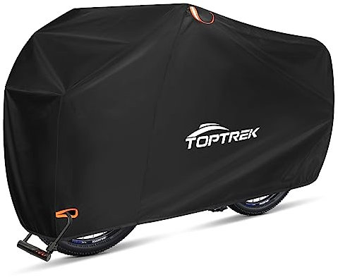 toptrek Fahrradabdeckung wasserdicht, Fahrradgarage 420D Hochwertige Qualität Oxford-Gewebe, Regenschutz Fahrrad für jedes Wetter, Fahrradschutzhülle mit Beutel, Fahrradplane 200×110×70cm