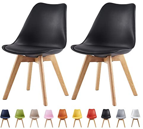 mcc direct Esszimmerstühle im 2er Set, Küchenstühle, Bürostühle, Designer Schalenstuhl, Eva (Black)