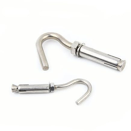 CLENEA 10 Stück M6 M8 M10 M12 Ankerbolzen Expansionsankerbolzen mit Haken Edelstahl 304 (Size : M12)