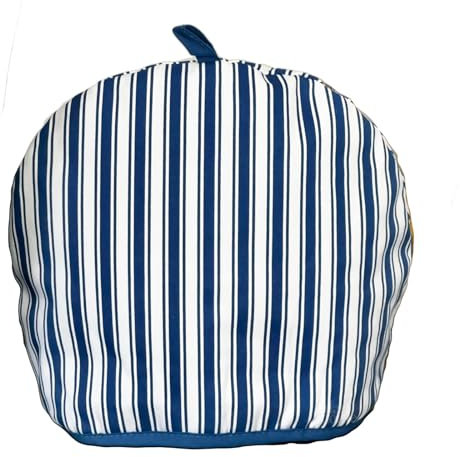 Blue Striped Tea Cosy Cotton Large Mediterranean Kitchen Teapot Cover Warmer