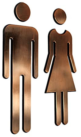 Duiaynke Unisex-WC-Identifikationsschild für Toiletten, Badezimmer, selbstklebend, Bronze, 20 x 6,5 cm