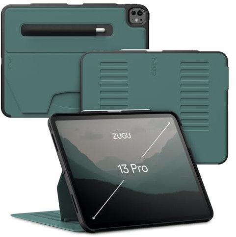 ZUGU CASE iPad Pro 13 Case (M4 / M5) 2024/2025 fodral - Ultra slimmat skyddshölje - trådlös Apple Pencil Laddning - Bekväm 10-vinkels Magnetic Stativ Skal & automatisk vila/väckning [ Grön ]