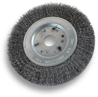 Kibros Brosse circ. touret ACIER fil souple Ø 150 mm 1 rang | Fil souple 0.20 mm ondulé, alésage 20 mm + réducteur bague 16/12 mm, pour meuleuse affûteuse ponceuse, décapage ébavurage.