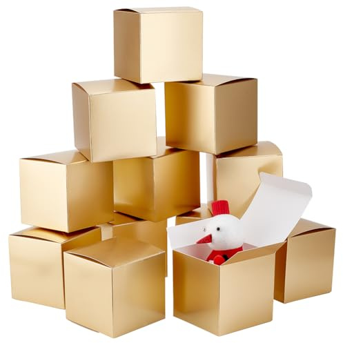 PH PandaHall 20pcs Goldene Weihnachten Boxen Gold Geschenkbox Mini Karton Boxen 10cm Würfel Geschenkboxen Papier Favor Boxen für Geschenke Weihnachten Hochzeit Geburtstag Party Valentinstag Ostern
