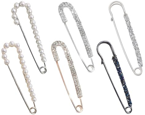 6 Piezas De Imperdibles, Broches De Diamantes, Broches De Perlas Para Ropa, Clips Para Chaquetas, Broches Decorativos Para Vestidos