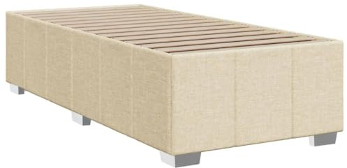 vidaXL Bettgestell ohne Matratze Creme 90x200 cm Stoff