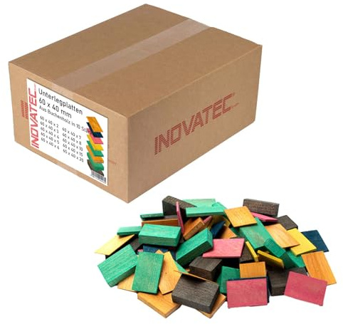 INOVATEC Holz Unterlegplatten 160 Stück | Mix 1-20mm | Flexibel einsetzbar