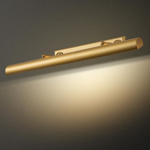AUDOSY 30 Inch Brass Picture Light, Hardwired Wall Mounted Art Lamp for Large Paintings, Museum Style Lighting with Classic Brass Finish for Living Room Gallery Fireplace