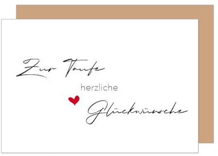 Edition Seidel Premium Glückwunschkarte zur Taufe mit Umschlag. Taufkarte Grußkarte Karte Taufkind Kind Junge Mädchen Herz (ET185 SW025)