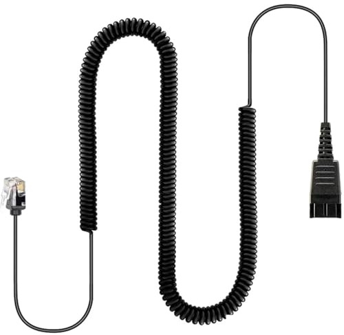 SIMPLETEK - Kopfhöreradapter Modell 27190-01 | QD auf RJ11 RJ-11 Kabel | Spirale 3M schwarz | kompatibel mit Bürotelefonen (überholt)