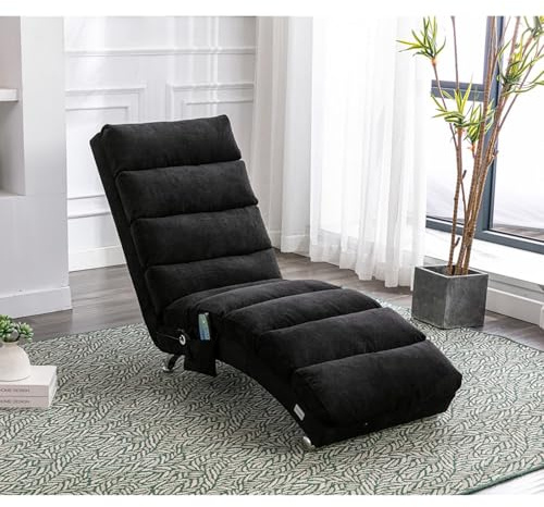 Sweiko Grande Nero Poltrona da massaggio con 5 modalità e telecomando, Sedia a sdraio elettrica ergonomica per soggiorno ufficio camera da letto (nero)
