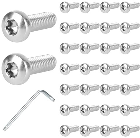 30 Stück M5 Schrauben, M5 x16mm Linsenkopfschrauben mit Innensechskantschlussel, 304 Edelstahl Flachkopfschrauben, Senkkopfschrauben für Montage und Wartung