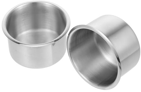 CVUTOVO Portavasos de Acero Inoxidable Empotrados para Autocaravana y Yate, Soporte Resistente para Latas y Vasos, Incluye 2 Piezas de Fácil Almacenamiento