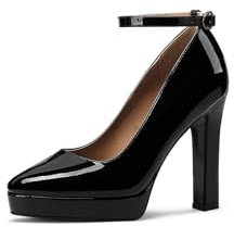 QUEEN HELENA Décolleté con Plateau Scarpe con Tacco Alto Casual Eleganti Donna ZM10023 (Nero, Sistema Taglie Calzature EU, Adulto, Donna, Numero, Media, 36)