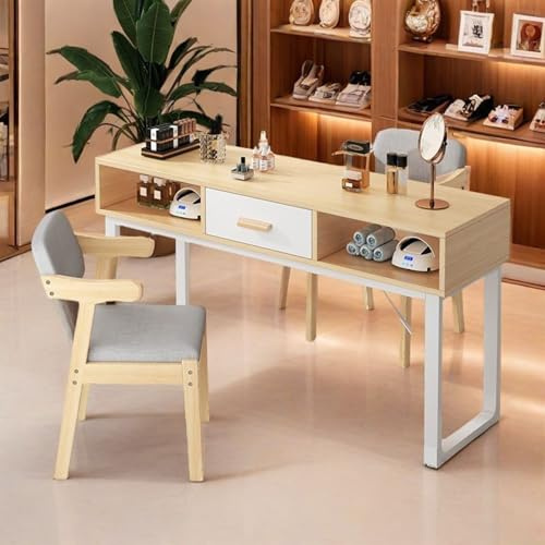 Maniküretisch – Moderner, professioneller Doppel-Nageltisch mit Schubladen – Holz-Nagelkunst-Arbeitsplatz