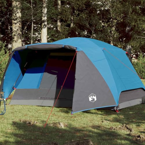 Tienda de Campaña Familiar 6 Personas, Impermeable y Resistente al Viento, con Toldo y Doble Techo, Tienda de Campaña Familiar, Tenda Campismo, para Playa y Montaña, Color Azul, 242x363x184 cm