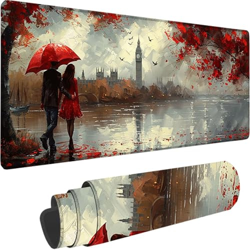Alfombrilla Ratón Gaming XXL 1500x800x3 mm, Gris Mouse Pad Pareja Alfombrilla Escritorio con Base de Goma Antideslizante, Mousepad Gaming Mejora la precisión y la Velocidad para Jugadores Oficina F-I