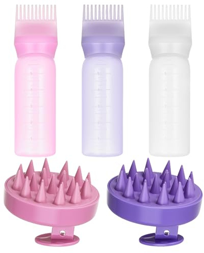 Okeno Select 5Stk Haaröl Applikator Flasche Kopfmassage Bürste,Hair Oil Applicator Bottle, Haarfärbebürste Flaschen, Aplikatorfläschchen für öl Haare Hair Oiling Applicators