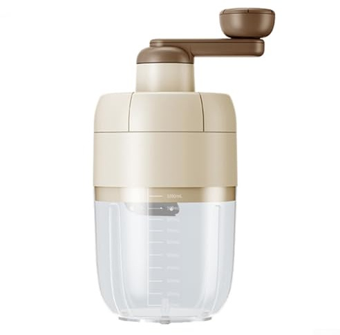 Macchina manuale per tritaghiaccio con lame in acciaio inox, capacità 1000 ml, per frullati, bevande ghiacciate, coni di neve (beige)