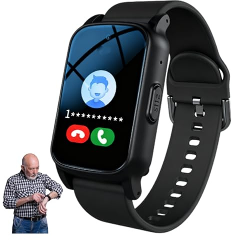 Senior Fall Detection Smart Watch with Sos & Gps, Elderly Watch with Health Monitoring, Ip67 Waterproof, Emergency Alert Bracelet for Thanksgiving, Halloween, Christmas, New Year's Day(Black)