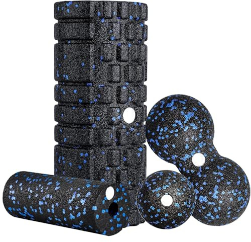 Faszienrolle Set Blackroll Faszien Set Foam Roller mit Mini Faszienrolle Klein Faszienball und Duoball für Faszien Training von Muskeln Yoga