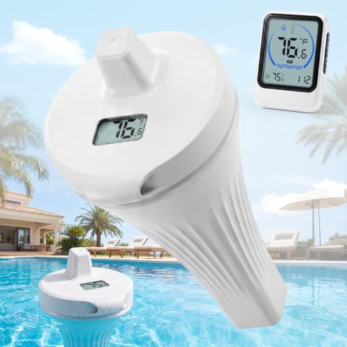 Snorthy Termómetro Piscina Flotante Termómetro para Piscina con Pantalla LCD IP68 Impermeable Termómetro Interior y Exterior Pool Thermometer para Piscina Acuario Estanque